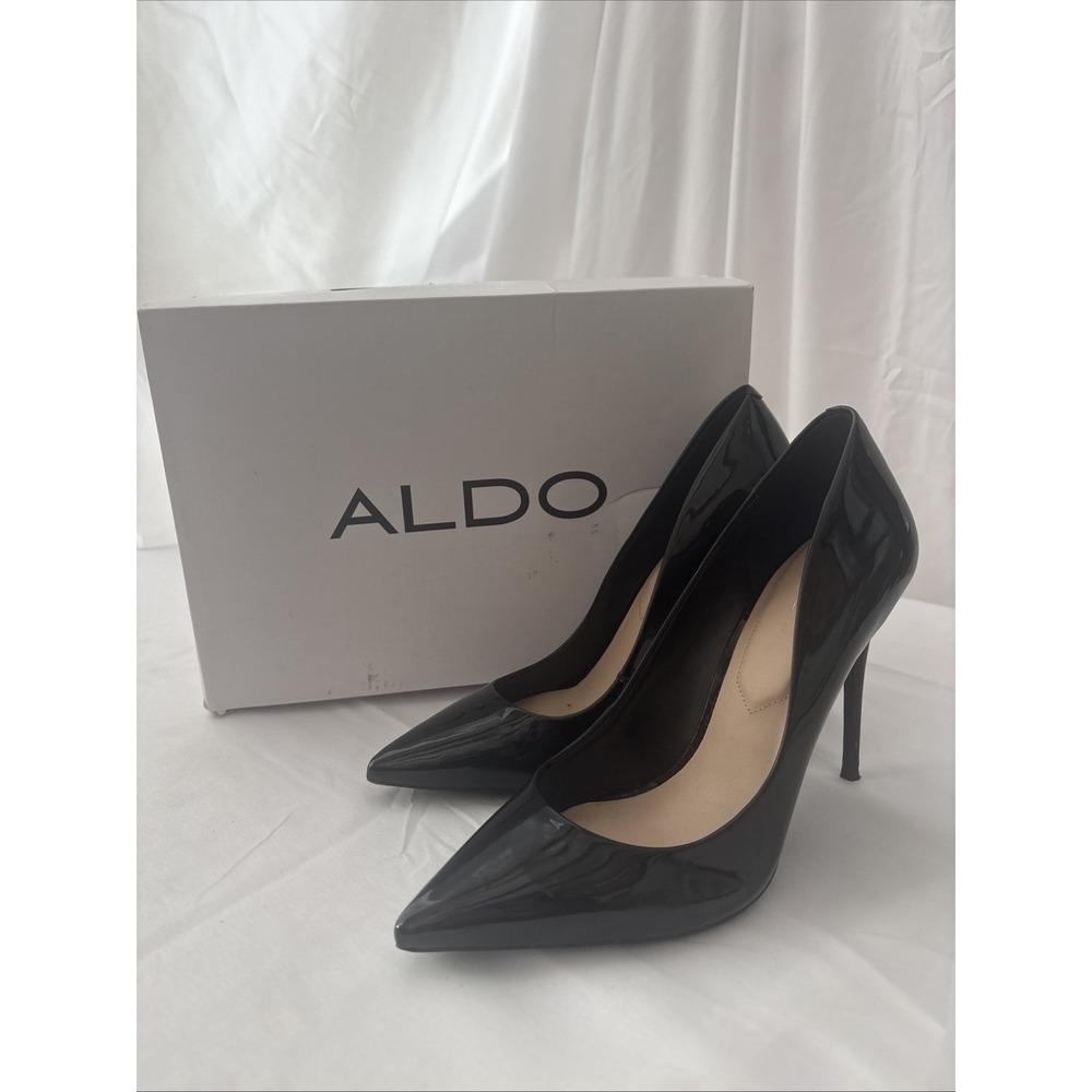 Aldo Stessy Black Pump Heels Womens Size 7.5 Pointed Toe 4 Inch Stiletto